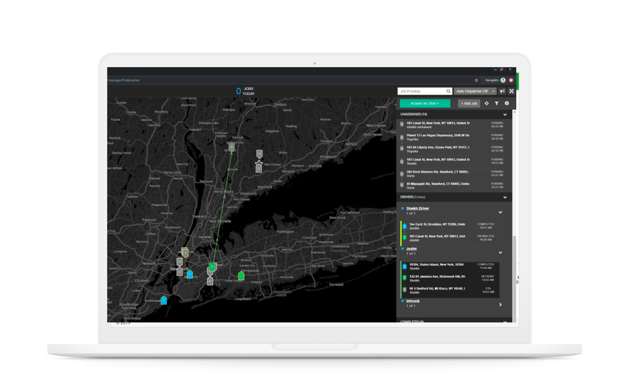 TerraTrackr platform showing live material tracking on a map